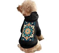 Dog Sweater Warm Dog and Cat Clothes Winter Dog Coat with Hoodie Soft Pet Clothes XS-2XL Cold Weather Vintage Mandala Flowers Dog Jacket for Small Medium Dogs and Cats