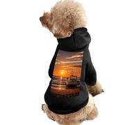 Dog Sweater Warm Dog and Cat Clothes Winter Dog Coat with Hoodie Soft Pet Clothes XS-2XL Cold Weather Boat Beach Sunrise Time Nautical Dog Jacket for Small Medium Dogs and Cats