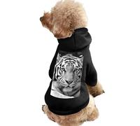 Dog Sweater Warm Dog and Cat Clothes Winter Dog Coat with Hoodie Soft Pet Clothes XS-2XL Cold Weather Black White Tiger Dog Jacket for Small Medium Dogs and Cats