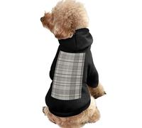 Dog Sweater Warm Dog and Cat Clothes Winter Dog Coat with Hoodie Soft Pet Clothes XS-2XL Cold Weather Gray Plaid Lines Dog Jacket for Small Medium Dogs and Cats