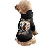 Dog Sweater Warm Dog and Cat Clothes Winter Dog Coat with Hoodie Soft Pet Clothes XS-2XL Cold Weather A Pattern with Horses As A Background Dog Jacket for Small Medium Dogs and Cats