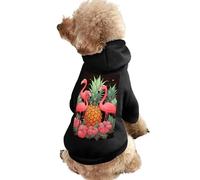 Dog Sweater Warm Dog and Cat Clothes Winter Dog Coat with Hoodie Soft Pet Clothes XS-2XL Cold Weather Pineapple Flamingos Dog Jacket for Small Medium Dogs and Cats