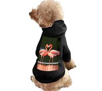 Dog Sweater Warm Dog and Cat Clothes Winter Dog Coat with Hoodie Soft Pet Clothes XS-2XL Cold Weather Flamingos Kiss in The Lake Dog Jacket for Small Medium Dogs and Cats