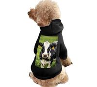 Dog Sweater Warm Dog and Cat Clothes Winter Dog Coat with Hoodie Soft Pet Clothes XS-2XL Cold Weather Cow Black Spot Dog Jacket for Small Medium Dogs and Cats