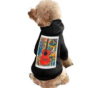 Dog Sweater Warm Dog and Cat Clothes Winter Dog Coat with Hoodie Soft Pet Clothes XS-2XL Cold Weather Art Guitar Pattern Print Dog Jacket for Small Medium Dogs and Cats