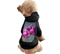 Dog Sweater Warm Dog and Cat Clothes Winter Dog Coat with Hoodie Soft Pet Clothes XS-2XL Cold Weather Purple Orchids Print Dog Jacket for Small Medium Dogs and Cats