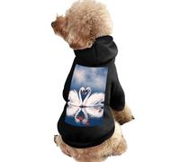 Dog Sweater Warm Dog and Cat Clothes Winter Dog Coat with Hoodie Soft Pet Clothes XS-2XL Cold Weather Valentine's Day Couple of Swans Heart Dog Jacket for Small Medium Dogs and Cats