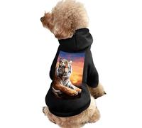 Dog Sweater Warm Dog and Cat Clothes Winter Dog Coat with Hoodie Soft Pet Clothes XS-2XL Cold Weather Tiger Colorful Sunset Dog Jacket for Small Medium Dogs and Cats