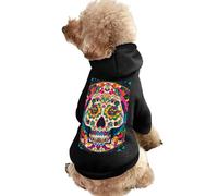 Dog Sweater Warm Dog and Cat Clothes Winter Dog Coat with Hoodie Soft Pet Clothes XS-2XL Cold Weather Many Mexican Skull Dog Jacket for Small Medium Dogs and Cats