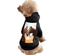 Dog Sweater Warm Dog and Cat Clothes Winter Dog Coat with Hoodie Soft Pet Clothes XS-2XL Cold Weather Couple Horse Dog Jacket for Small Medium Dogs and Cats