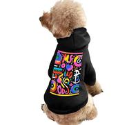 Dog Sweater Warm Dog and Cat Clothes Winter Dog Coat with Hoodie Soft Pet Clothes XS-2XL Cold Weather Music Graffiti Style Dog Jacket for Small Medium Dogs and Cats