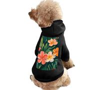 Dog Sweater Warm Dog and Cat Clothes Winter Dog Coat with Hoodie Soft Pet Clothes XS-2XL Cold Weather Tropical Flowers and Foliage Dog Jacket for Small Medium Dogs and Cats