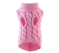 Dog Sweater, Winter Knitted Dog Jumper for Small Dogs, Warm Comfort Fleece Lined Puppy Clothing Coat, Soft Yarn Pullover for Chihuahua Dachshund, Autumn & Winter Wear(Pink,L)
