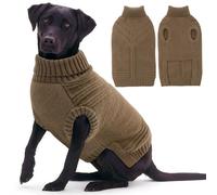 Dog Sweaters for Large Dogs Male Female Pet Knitwear Classic Puppy Warm Pullover Turtleneck Cold Weather Clothes for French Bulldog(Brown, L)