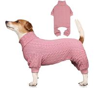 Dog Sweaters for Large Dogs Turtleneck Knitted Pet Clothes Solid Color Puppy Sweater Warm Dog Sweater(Pink&XL)