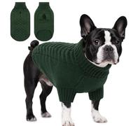 Dog Sweaters for Medium Dogs Classic Turtleneck Dog Christmas Sweater Thick Warm Pullover Male Puppy Pet Stretch Knitwear Fall Winter Clothes with Leash Hole(Green, M)
