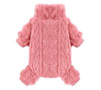 Dog Sweaters for Small Dogs Fleece Small Dog Pajamas Pet Clothes Cat Sweater Fall Winter Warm Puppy Clothes Boy Girl Doggie Outfits Jumpsuits for Chihuahua Yorkie, Rose Red, XS