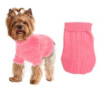 Dog Sweaters for Small Dogs Girl Boy, XS Yorkie Sweaters XXS Puppy Doggie Sweater Winter Warm Dog Turtleneck Knitwear Pullover for Chihuahua Fall Winter Cold Weather (Pink, L(only for Small Dogs))