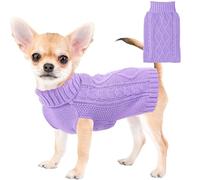 Dog Sweaters for Small Dogs Winter Dog Clothes Turtleneck Puppy Sweater Warm Pet Clothes Knitted Solid Cat Sweater Dogie Outfit XS~L(Purple,XS)