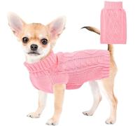 Dog Sweaters for Small Dogs Winter Dog Clothes Turtleneck Puppy Sweater Warm Pet Clothes Knitted Solid Cat Sweater Dogie Outfit XS~L(Light Pink,L)
