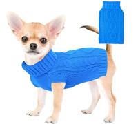 Dog Sweaters for Small Dogs Winter Dog Clothes Turtleneck Puppy Sweater Warm Pet Clothes Knitted Solid Cat Sweater Dogie Outfit XS~L(L-Blue,S)