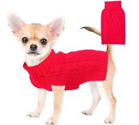 Dog Sweaters for Small Dogs Winter Dog Clothes Turtleneck Puppy Sweater Warm Pet Clothes Knitted Solid Cat Sweater Dogie Outfit XS~L(Red,S)