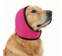 Dog Swim Ear Covers, Waterproof Dog Ear Covers for Grooming, Adjustable Pet Shower Wrap Snood with Noise Protection for Swimming, Bathing, Anxiety Relief (Rose Red, M)