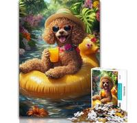 Dog Swimming Poodle Jigsaw Puzzles for Teenagers 1000 Jigsaws,Toys Educational Games Stress Relieving Wishlist with Santa Claus 50x75cm