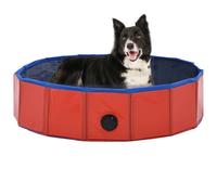 Dog Swimming Pool Red PVC Foldable 80x20cm Collapsible Pet Paddling Pool Compact