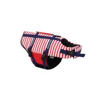 Dog Swimsuit & Life Jacket - Striped Reflective Pet Swim Vest for Small/Medium/Large Dogs - UV Protection & Buoyancy Aid for Summer Pool, Beach & Boating - Blue/Red/Orange(Red,M chest 50-58cm)