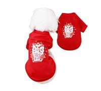 Dog T-Shirt for Small Medium Dogs Cats Cute Soft Warm Fleece Puppy New Year Christmas Dog Clothes Shirt Fall Winter Yorkie French Bulldog Outfits, Red