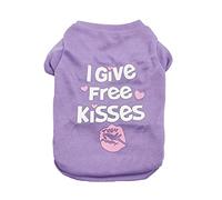 Dog T Shirt Pet Summer Cute Print Comfortable Breathable Tee for Small Medium Large Puppies (Purple, M)
