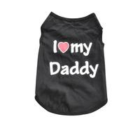Dog T Shirts, Pet Summer Vests, I Love My Mom&Dad Dog Clothes Fashion Print Cat Dad T Shirt (BK2, S)