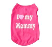 Dog T Shirts, Pet Summer Vests, I Love My Mom&Dad Dog Clothes Fashion Print Funny Cat T Shirts (Hot Pink, S)