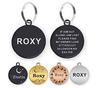 Dog Tag Personalised Id Tags for Dogs/Cats Custom Pet Collar Engraved Dog Name Tag(L Black)