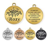 Dog Tag Personalised ID Tags for Dogs Cats Pets Custom Collar Engraved Stainless Steel Name Tag for Dog Cat Puppy Pet Kitty 4 Colours 2 Sizes S/L(Gold)