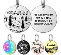 Dog Tags Engraved for Pets, YEHANTI Stainless Steel Personalized Pet ID Tag, Anti-Lost Double Sided Deep Engraved Custom Dog Tag, Round Name Tag for Dog Cat Collar (Silver & Medium)