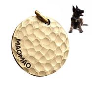 Dog Tags for Laser Engraved UK,Personalised Brass Pet ID Tag for Cats & Dogs, Custom Anti-Lost Waterproof Collar Tag, Handcrafted with Hammered Texture&Brushed Finish, DIY Accessory Gift(Round3.0CM)