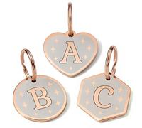 Dog Tags for Pets Engraved, Initial Letter Personalised Dog Name Tags, ID Tag, Customised Cat Tags, Laser Engraved Stainless Steel Pet Tags for Dogs, Cats, Puppy (Rose Gold, Hexagon Tag)