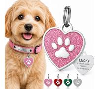 Dog Tags for Pets Engraved UK - Depply Engraved Dog ID Tag, Personalised Pet Name Tag with Glitter Stainless Steel for Dog, Cat, Puppy, Kitten & Kitty, Scratch-Resistant, 4 Colous By UK
