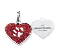 Dog Tags for Pets Engraved UK - LisaMo Personalised Name Tags Glitter Stainless Steel for Dogs & Cats, Durable Collar Accessory, 4 Colours, Custom Funny Lost Prevention ID Tag (Red)