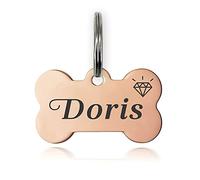 Dog Tags for Pets Engraved UK Personalised Dog Name Tag Custom Dog ID Tag Stainless Steel ID Tag for Cat Kitty Puppy Pet Dog 4 Designs Multicoloured Dog Collar for Cats Dogs (Champange Gold S)