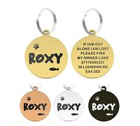 Dog Tags for Pets Engraved UK Personalised Dog Tag Collars for Dogs Cats Pets ID Tags Engraved Dog Name Tag Custom Pet Collar for Cat Puppy Kitty Dog (Gold L)