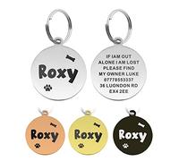 Dog Tags for Pets Engraved UK Personalised Dog Tag Collars for Dogs Cats Pets ID Tags Engraved Dog Name Tag Custom Pet Collar for Cat Puppy Kitty Dog (Silver L)