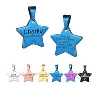 Dog Tags for Pets Engraved UK - Personalised Dog Tag, Engraved Dog Name Tags for Dogs with Any Name and Text, Stainless Steel Dog ID Tag for Pet Dogs, Cat Tag for Pet Cats, Star-Style (Blue, L)