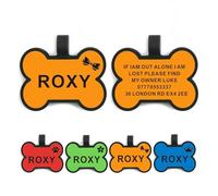 Dog Tags for Pets Engraved UK Personalised Dog Tag Silicone Dog Name Tag Double Side Engraved Identify Dog Tags Pet Tag Custom Pet ID Tag for Dogs Cats Puppy Kitty (Orange, Bone)