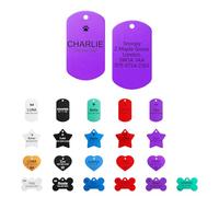 Dog Tags for Pets Engraved UK - Personalised Dog Tag with Any Name and Text, Engraved Stainless Steel Dog Name Tag, Custom Dog ID Tag for Dogs, Pet Tag with a Split Ring (Shield-Shaped, Purple)