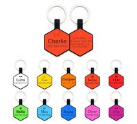 Dog Tags for Pets Engraved UK, Personalised Dog Tag with Any Name & Text, Custom Dog Name Tag for Pet Dogs, Soundless No More Jingling Dog Id Tags for Dogs (Hexagon Style, Pale Red)