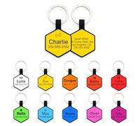 Dog Tags for Pets Engraved UK, Personalised Dog Tag with Any Name & Text, Custom Dog Name Tag for Pet Dogs, Soundless No More Jingling Dog Id Tags for Dogs (Hexagon Style, Yellow)