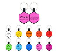 Dog Tags for Pets Engraved UK, Personalised Dog Tag with Any Name & Text, Custom Dog Name Tag for Pet Dog, Soundless No More Jingling Dog Id Tags for Dogs (Pink)